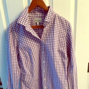 J Crew purple gingham plaid perfect shirt Sz 6